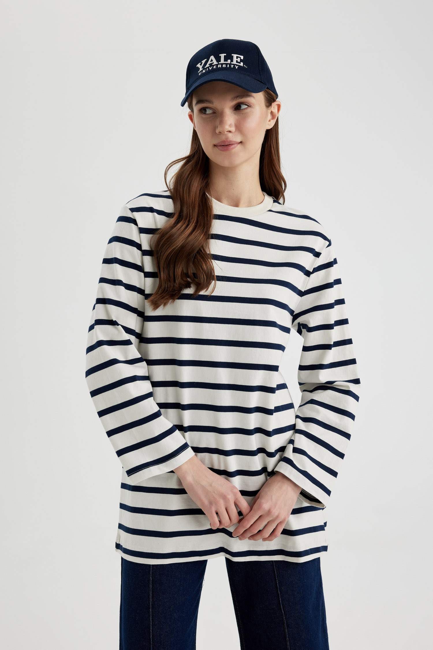 Tunique À Manches Longues Coupe Régulière Étape Col Ras Du Cou