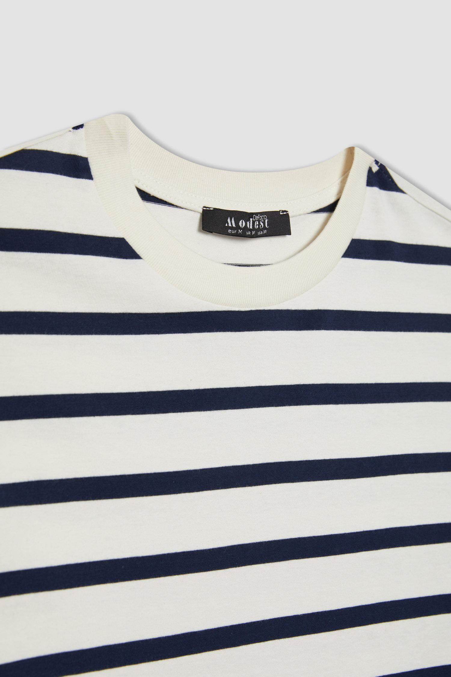 Tunique À Manches Longues Coupe Régulière Étape Col Ras Du Cou