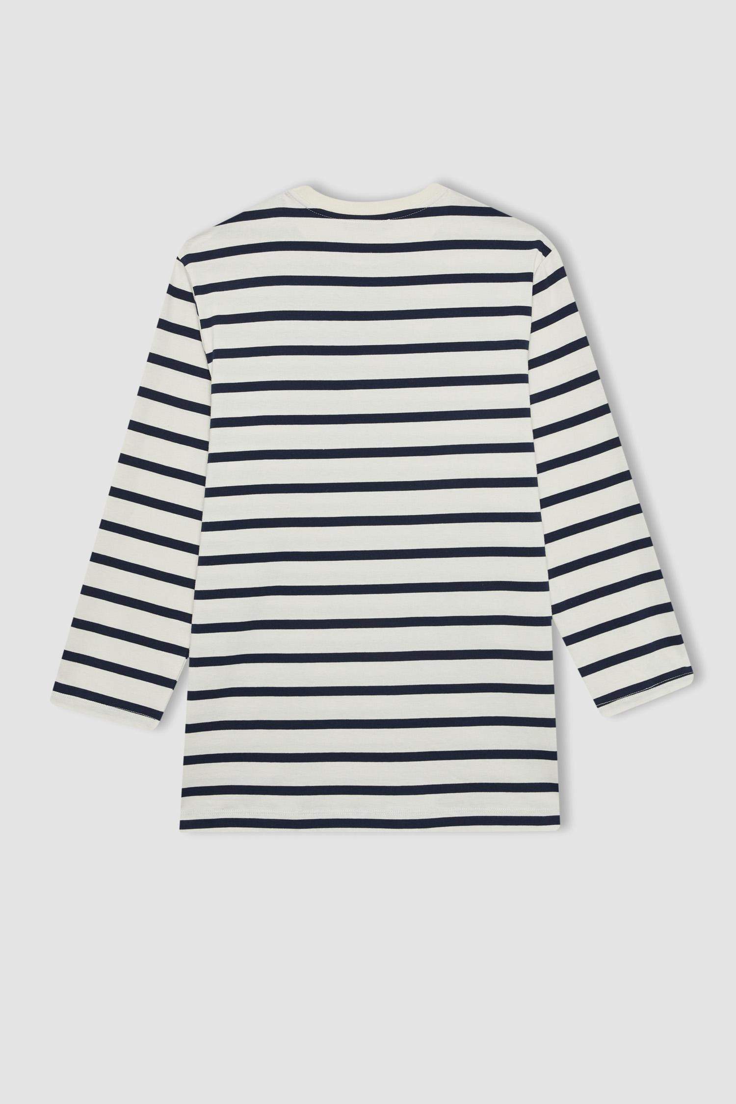 Tunique À Manches Longues Coupe Régulière Étape Col Ras Du Cou