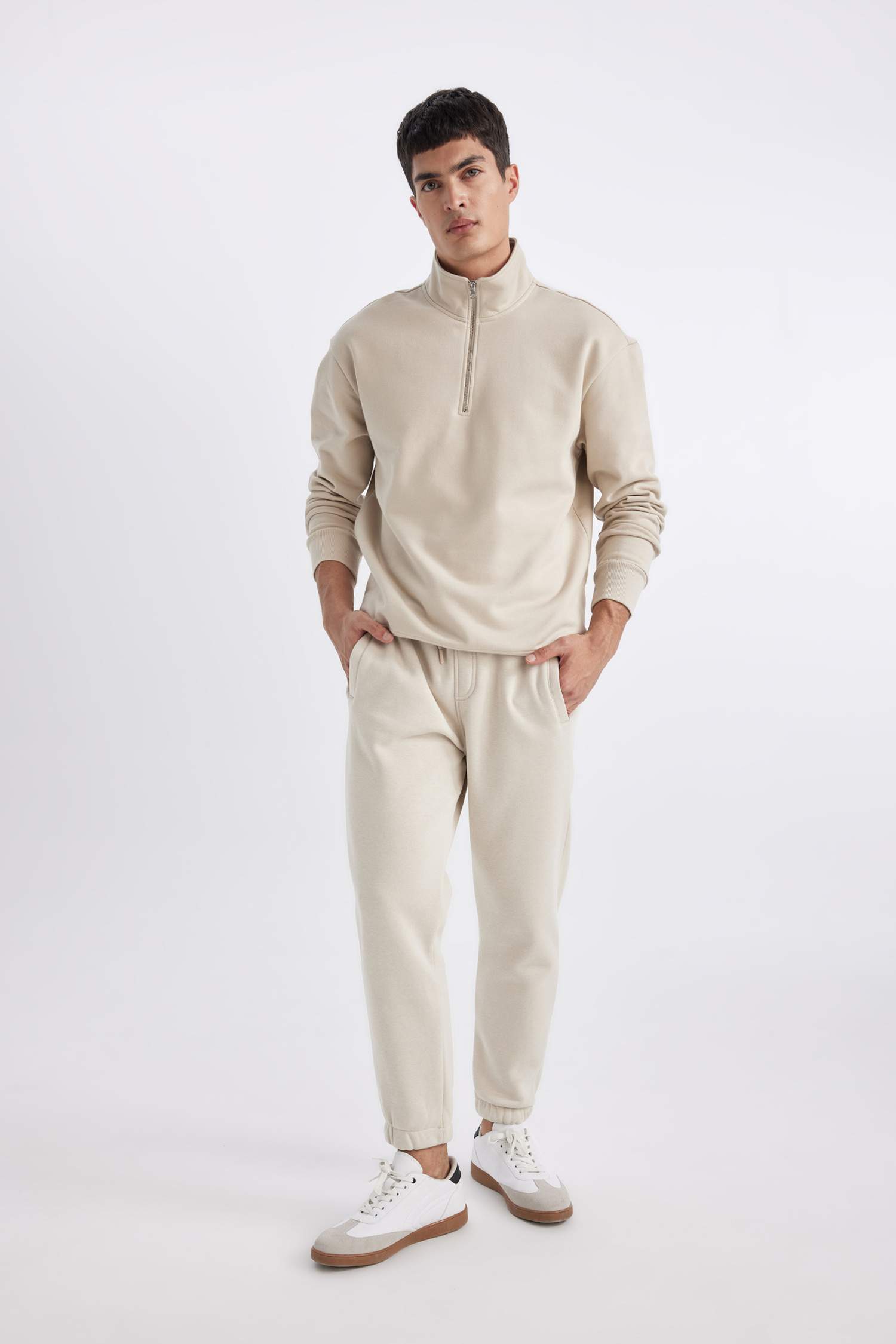 بنطلون بجامة رياضي قماش سميك قصة عادية برجل مطاطي