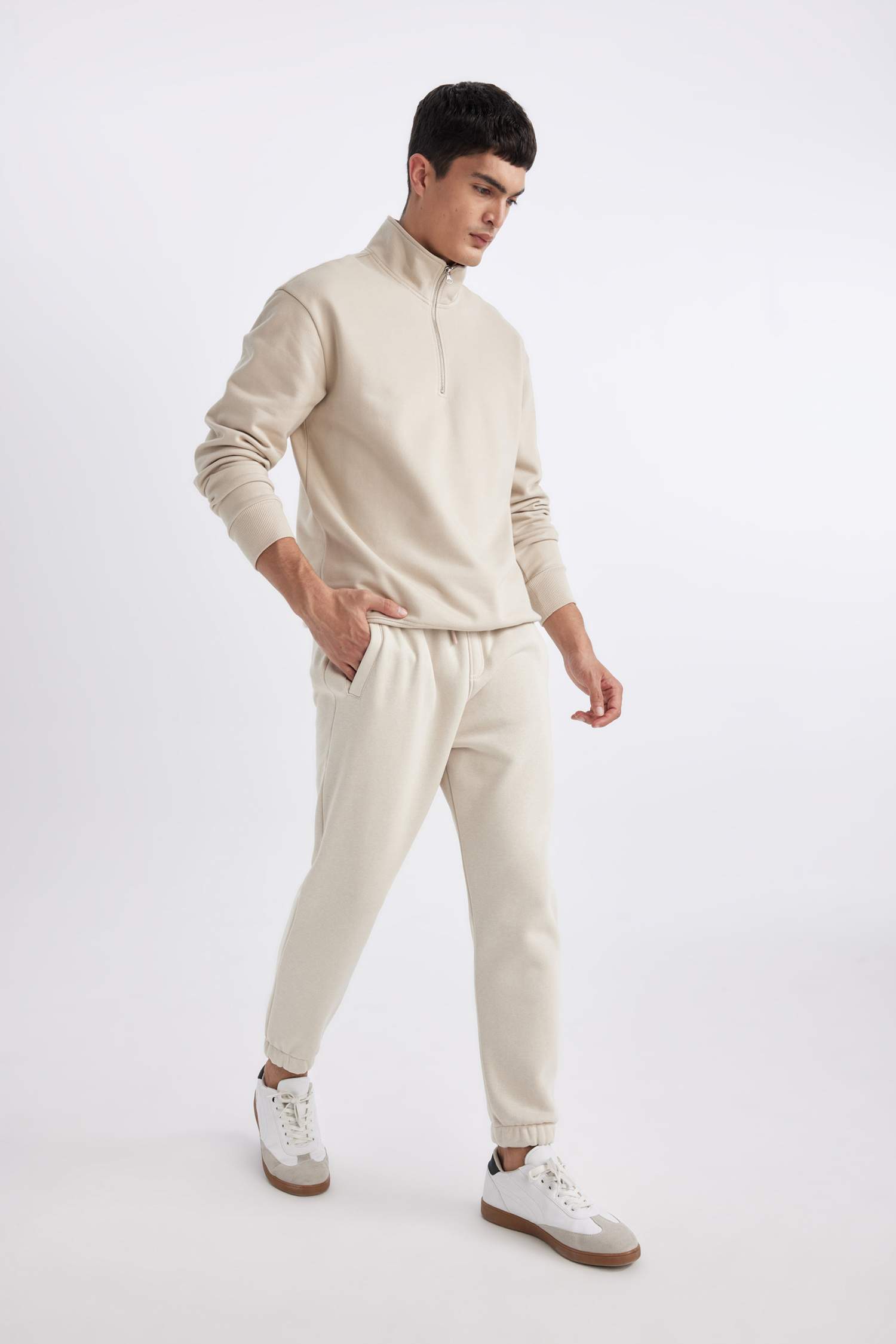 بنطلون بجامة رياضي قماش سميك قصة عادية برجل مطاطي