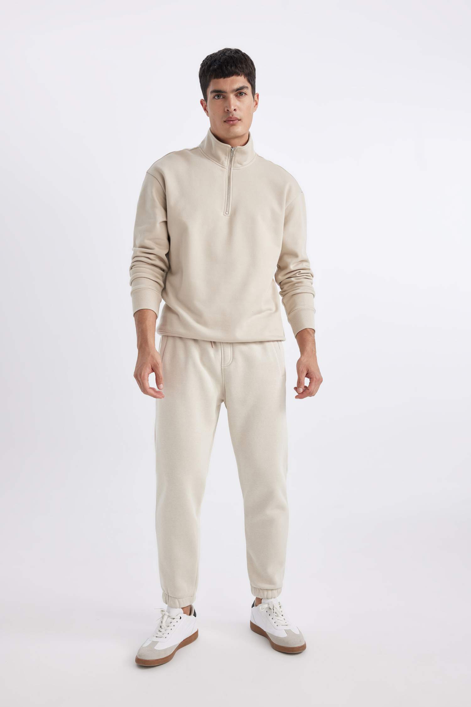 بنطلون بجامة رياضي قماش سميك قصة عادية برجل مطاطي