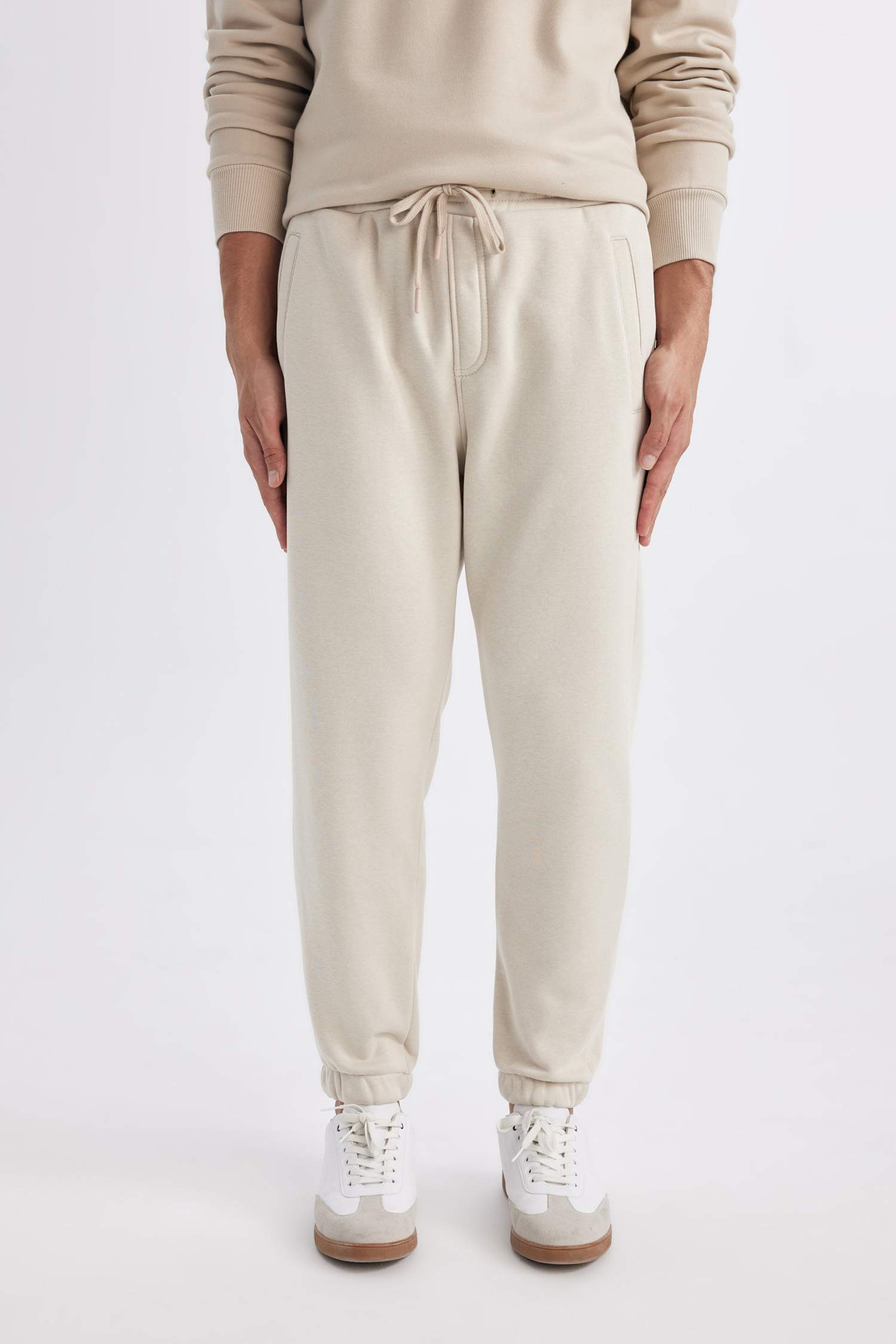 بنطلون بجامة رياضي قماش سميك قصة عادية برجل مطاطي