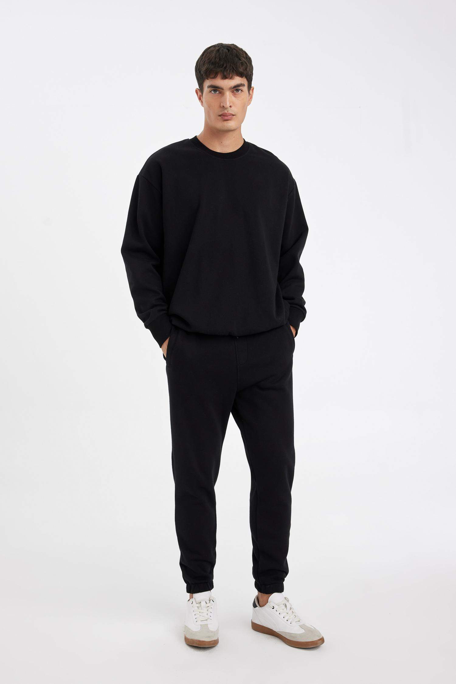 Jogger Eşofman Altı Standart Fit Basic Düz Beli Bağcıklı Lastikli Paça Cepli 