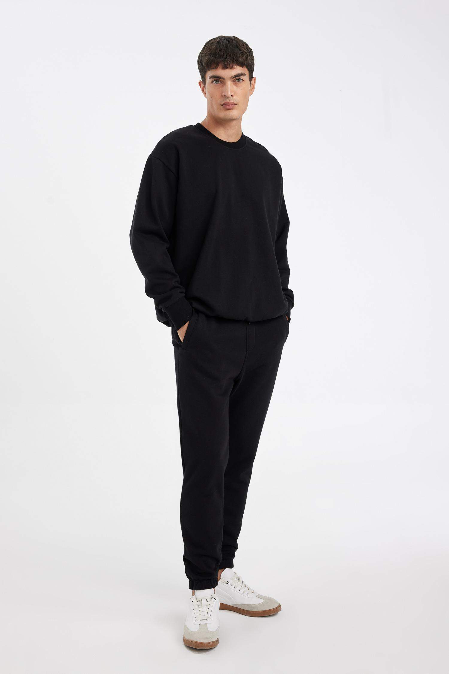 Jogger Eşofman Altı Standart Fit Basic Düz Beli Bağcıklı Lastikli Paça Cepli 