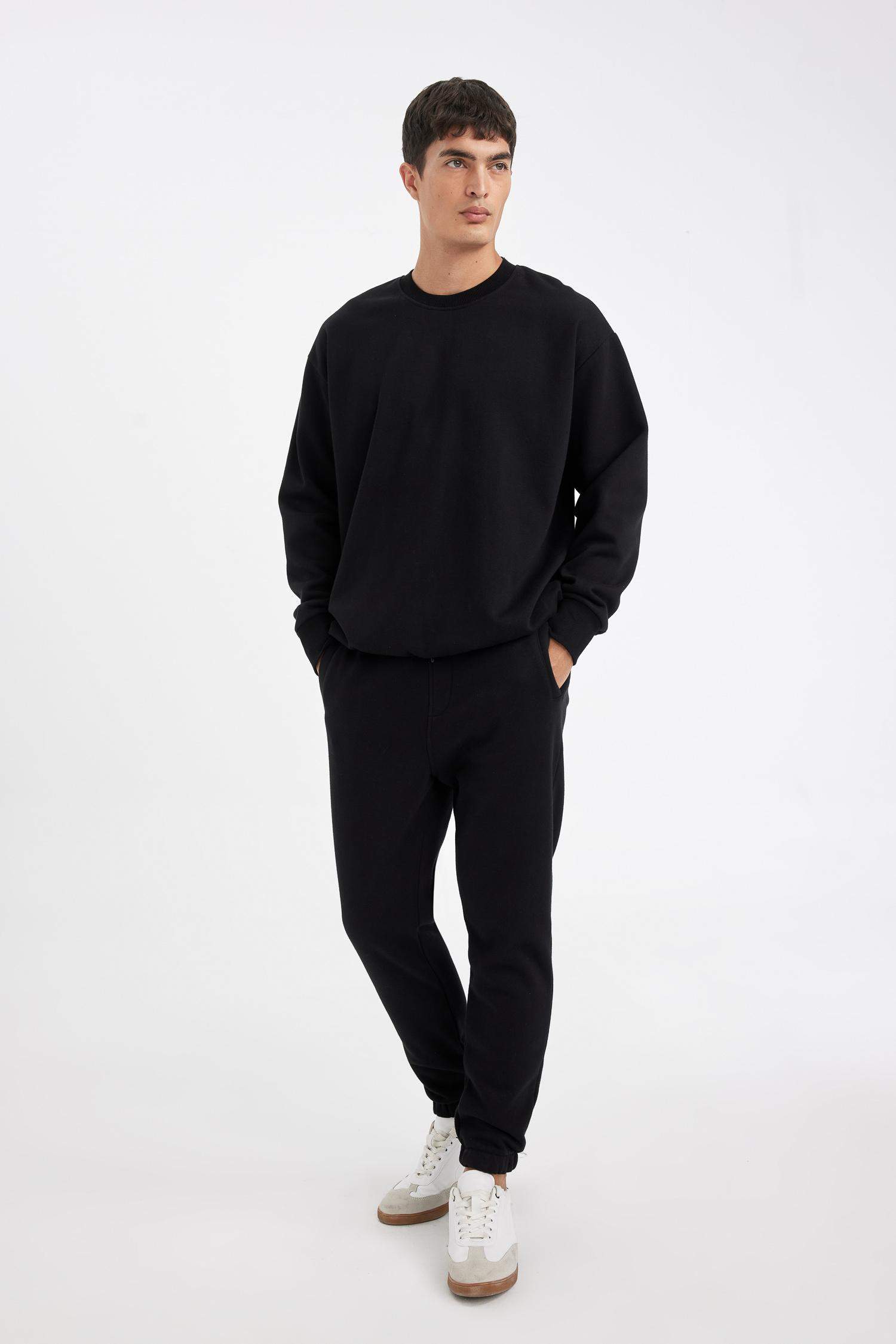 Jogger Eşofman Altı Standart Fit Basic Düz Beli Bağcıklı Lastikli Paça Cepli 