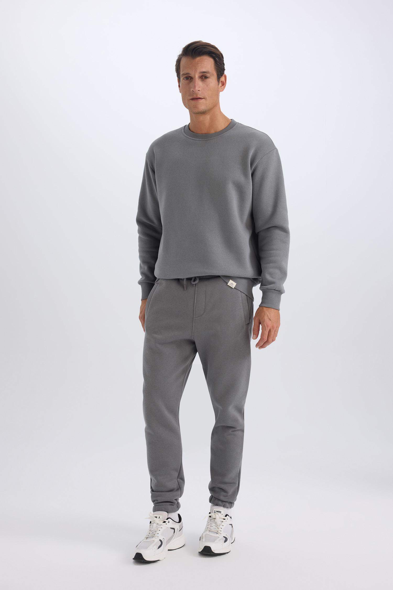 Jogger Eşofman Altı Standart Fit Basic Düz Beli Bağcıklı Lastikli Paça Cepli