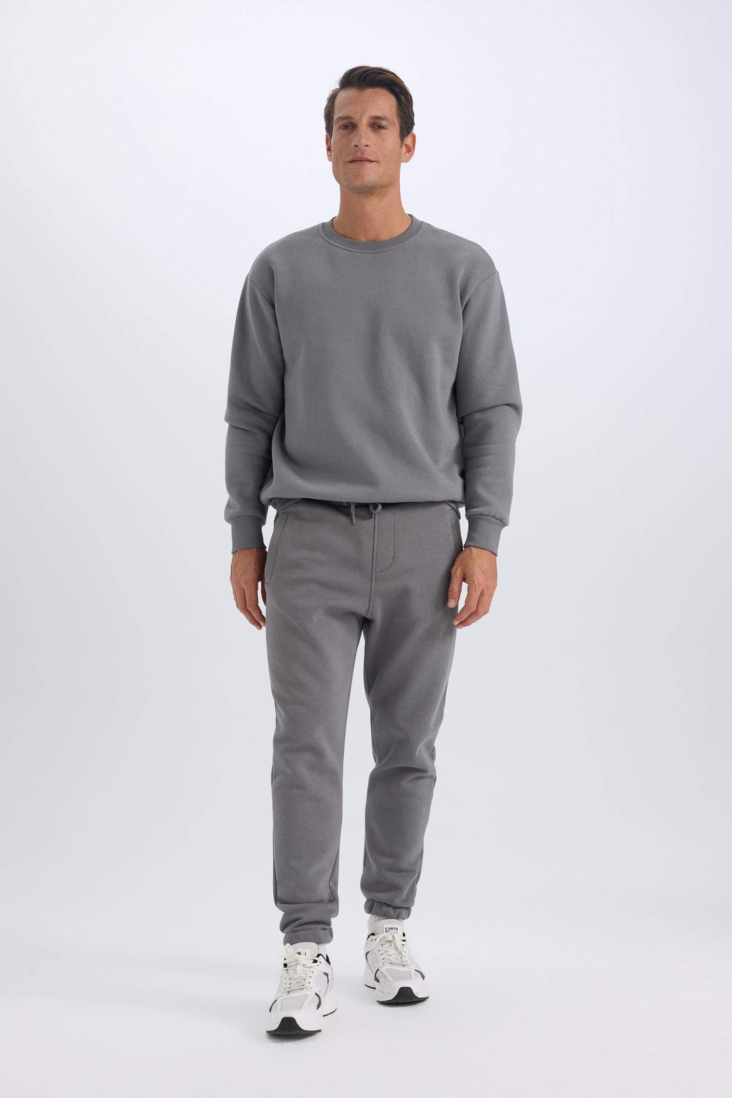 Jogger Eşofman Altı Standart Fit Basic Düz Beli Bağcıklı Lastikli Paça Cepli