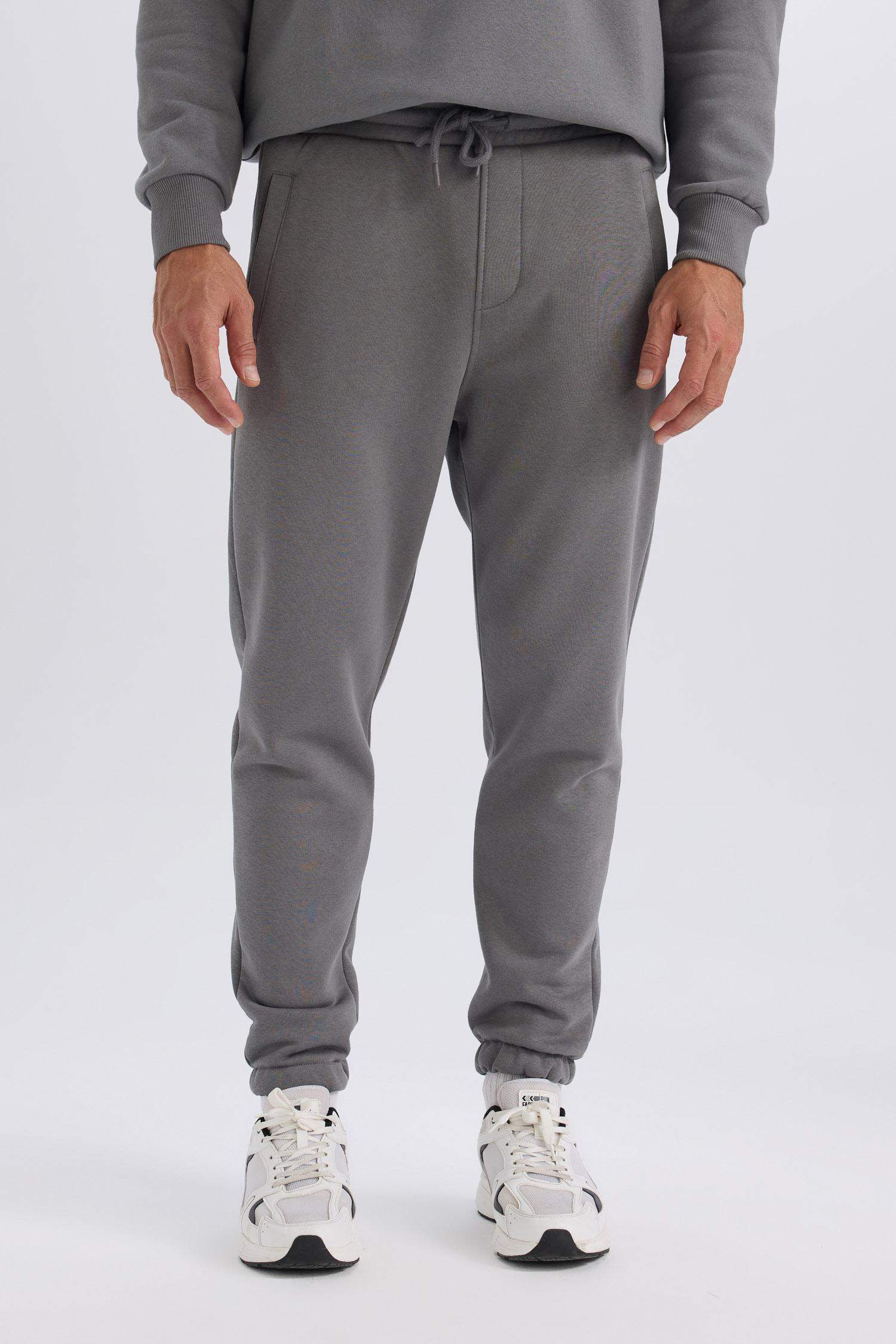 Jogger Eşofman Altı Standart Fit Basic Düz Beli Bağcıklı Lastikli Paça Cepli