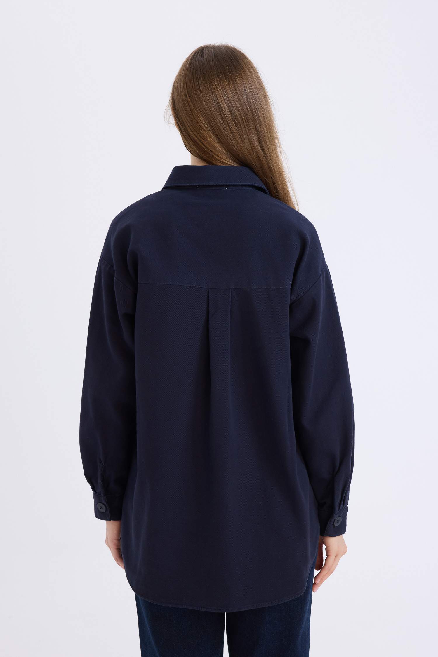 Relax Fit Basic Düz Gabardin Uzun Kollu Gömlek Tunik