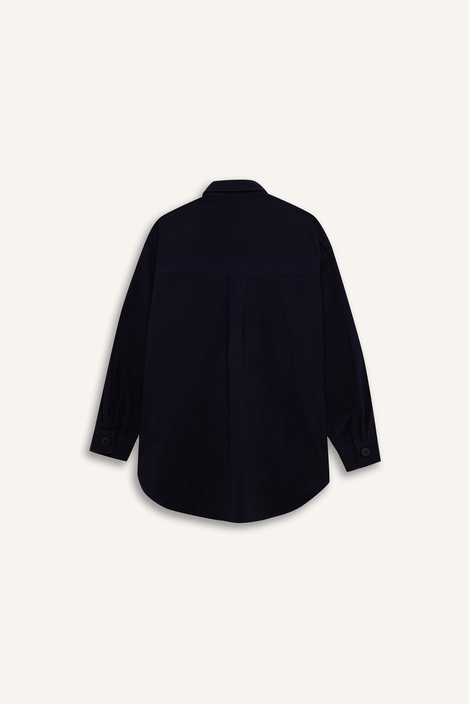 Relax Fit Basic Düz Gabardin Uzun Kollu Gömlek Tunik