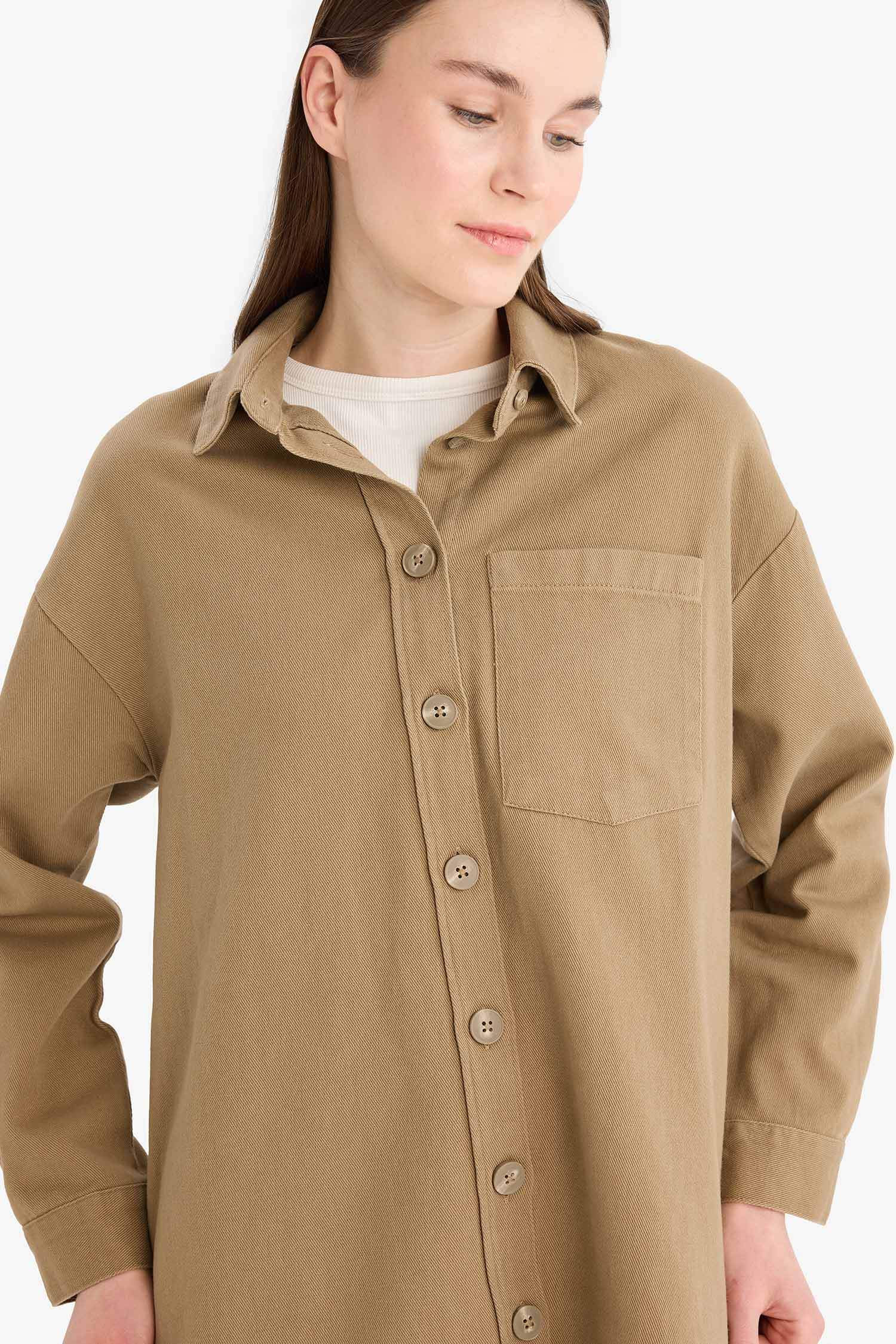 Relax Fit Basic Gabardine Shirt Tunic