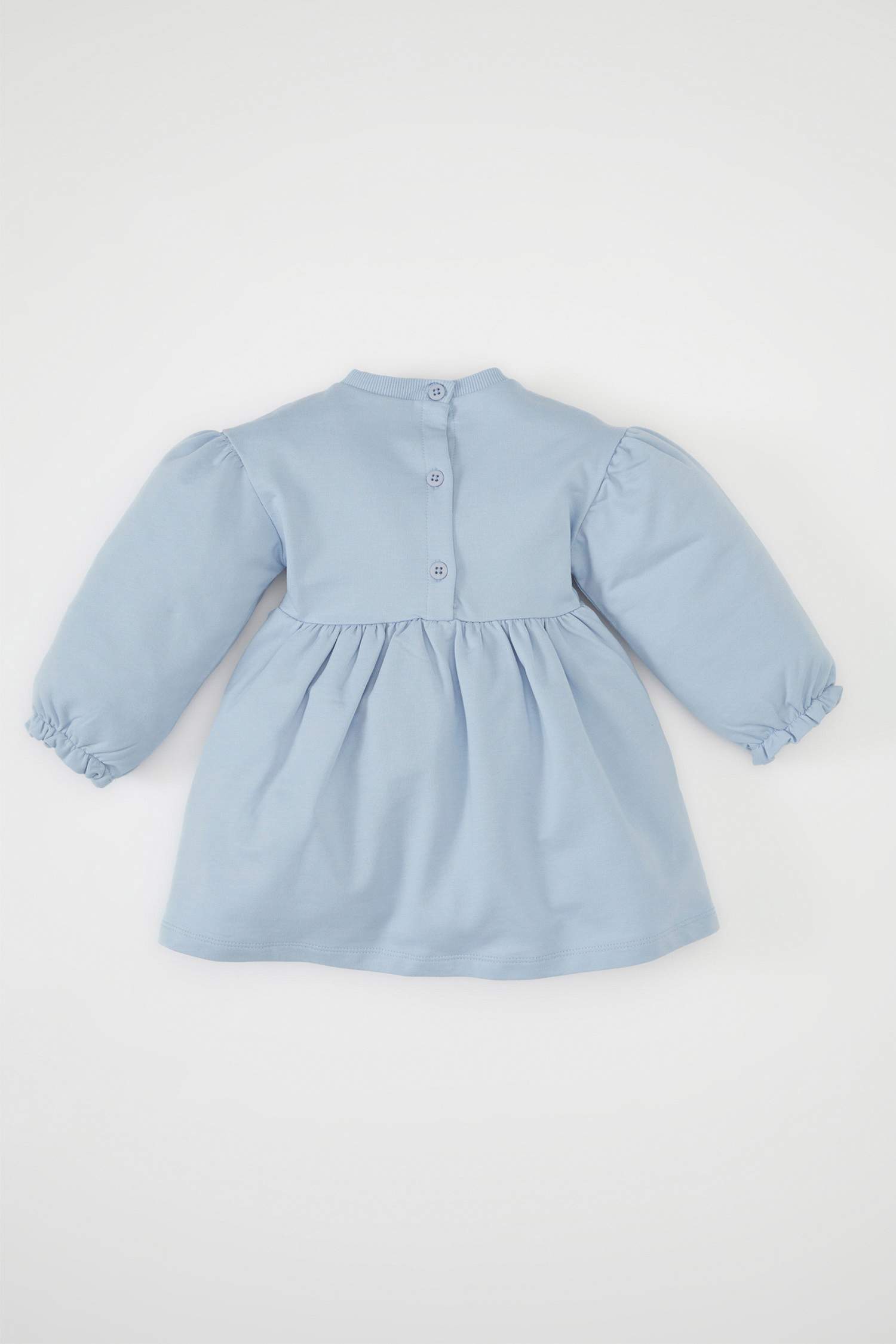 Kız Bebek Bisiklet Yaka Çiçek Baskılı Uzun Kollu Sweatshirt Elbise