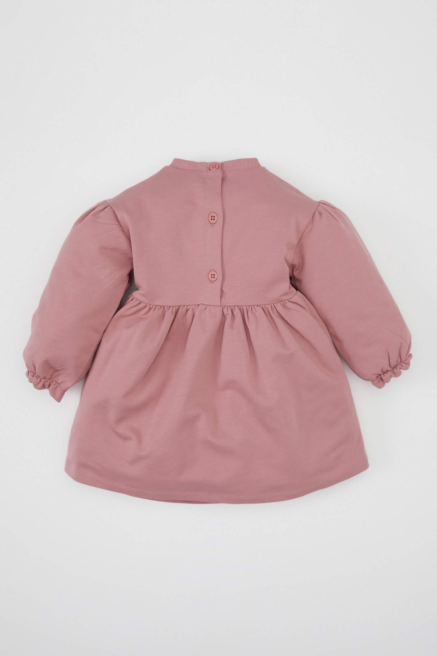 Kız Bebek Bisiklet Yaka Çiçek Baskılı Uzun Kollu Sweatshirt Elbise