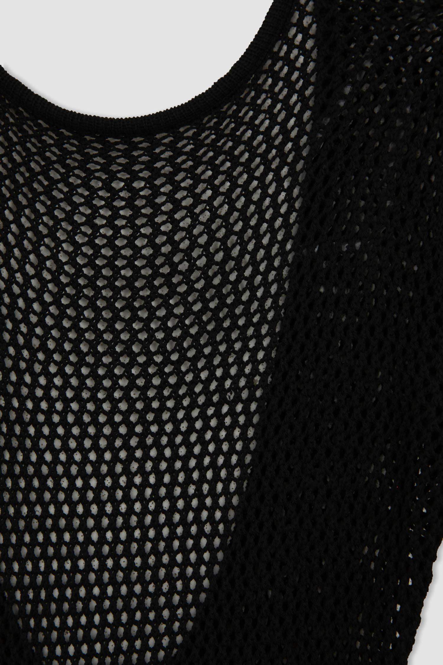 Fall in Love Long Sleeve Black Mesh Beach Dress