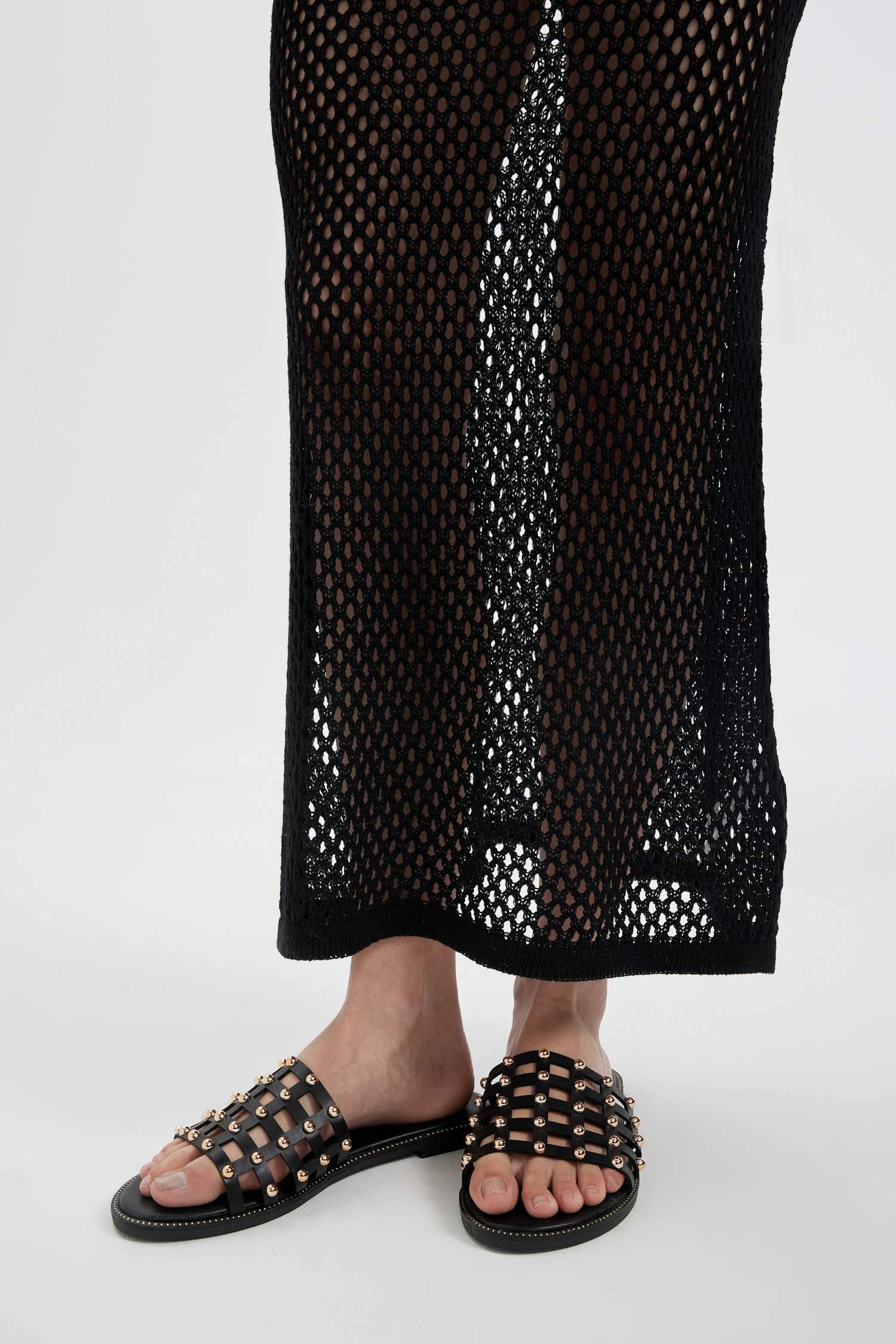 Fall in Love Long Sleeve Black Mesh Beach Dress