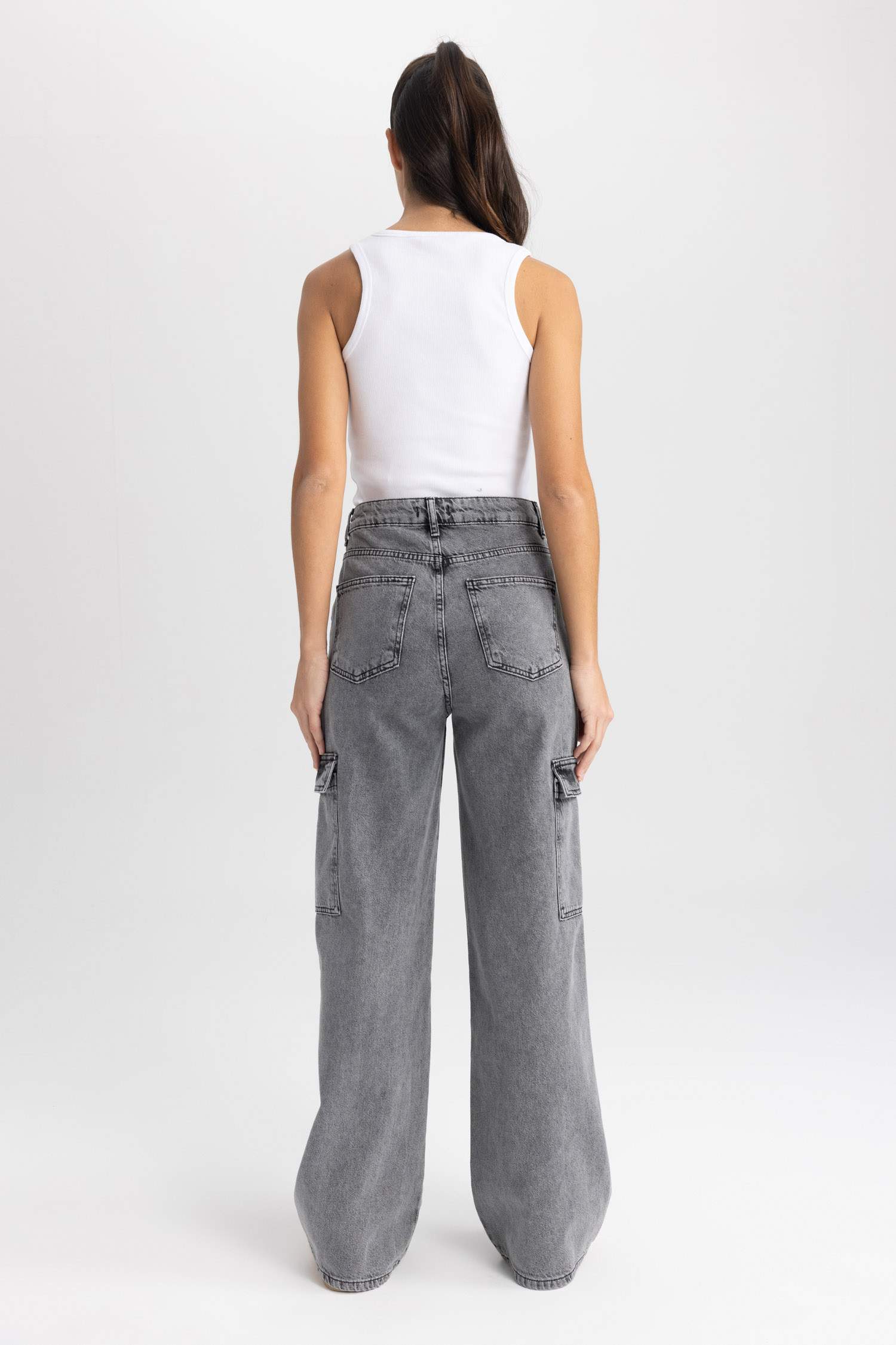 بنطلون جينز كارجو قصة مستقيمة