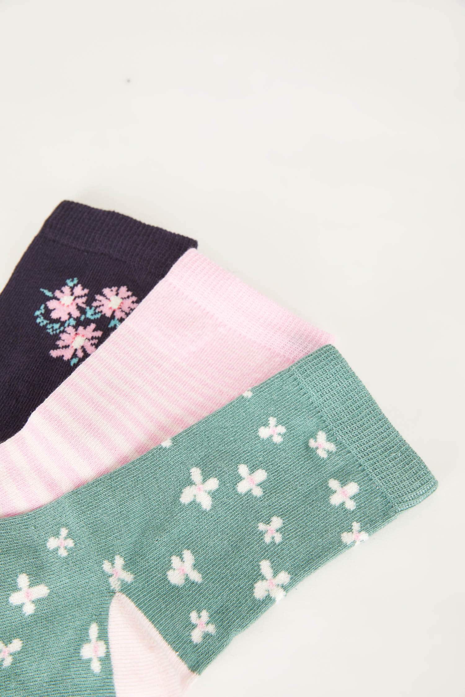 جوارب طويلة قطن بناتي - 3 قطع