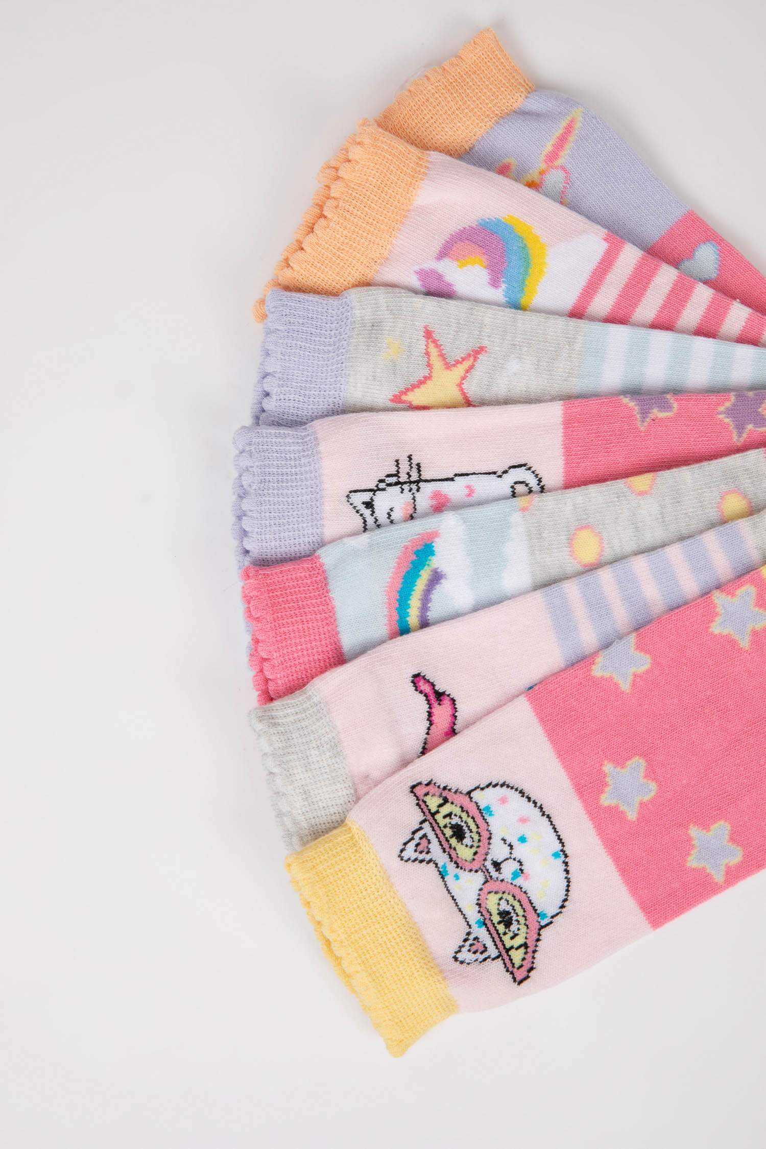 Kız Çocuk 7'li Pamuklu Patik Çorap