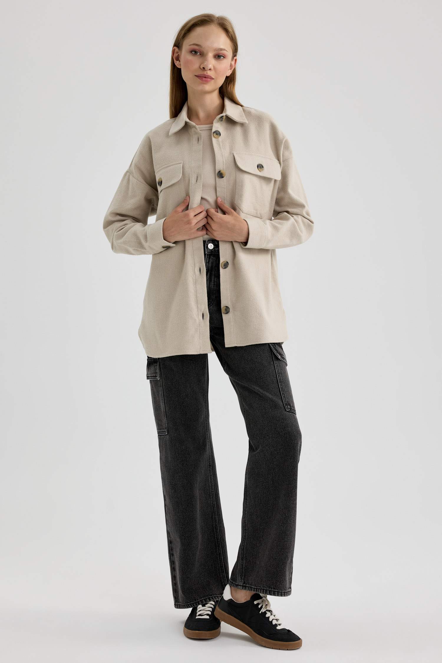 жейде мойыны фланель Ұзын Жеңді Туника