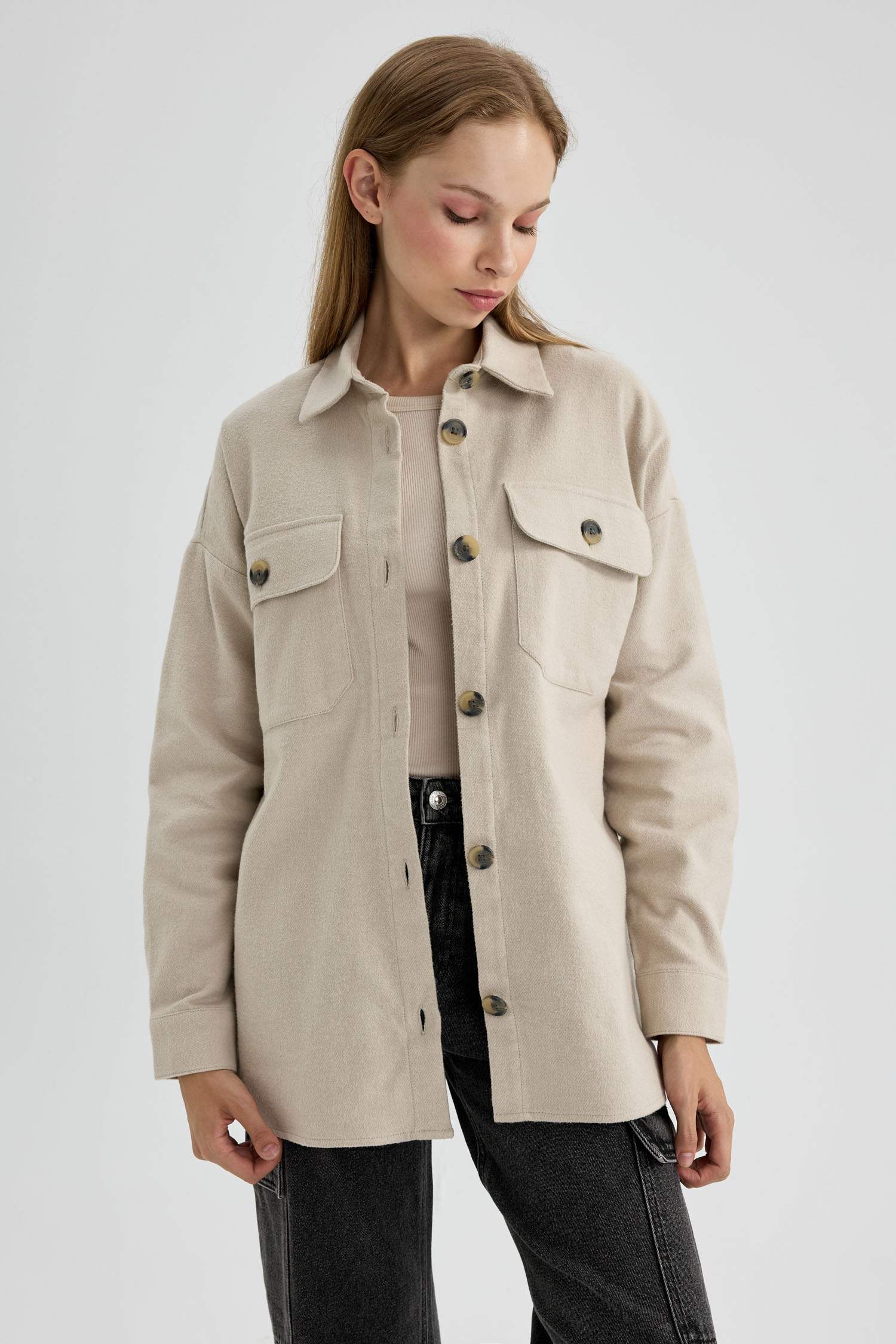 жейде мойыны фланель Ұзын Жеңді Туника