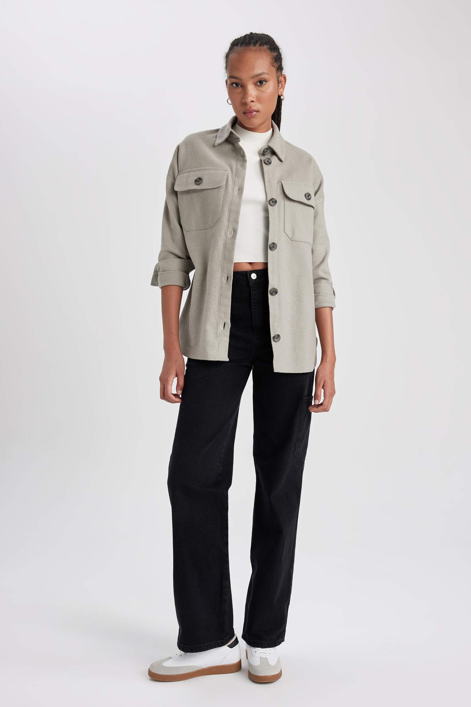 жейде мойыны фланель Ұзын Жеңді Туника