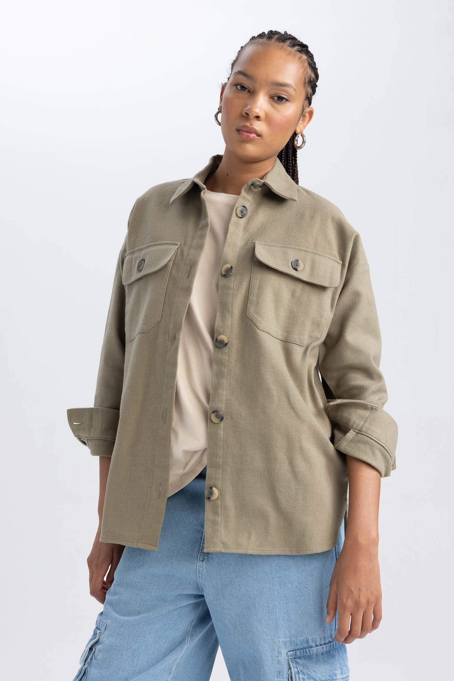 жейде мойыны фланель Ұзын Жеңді Туника