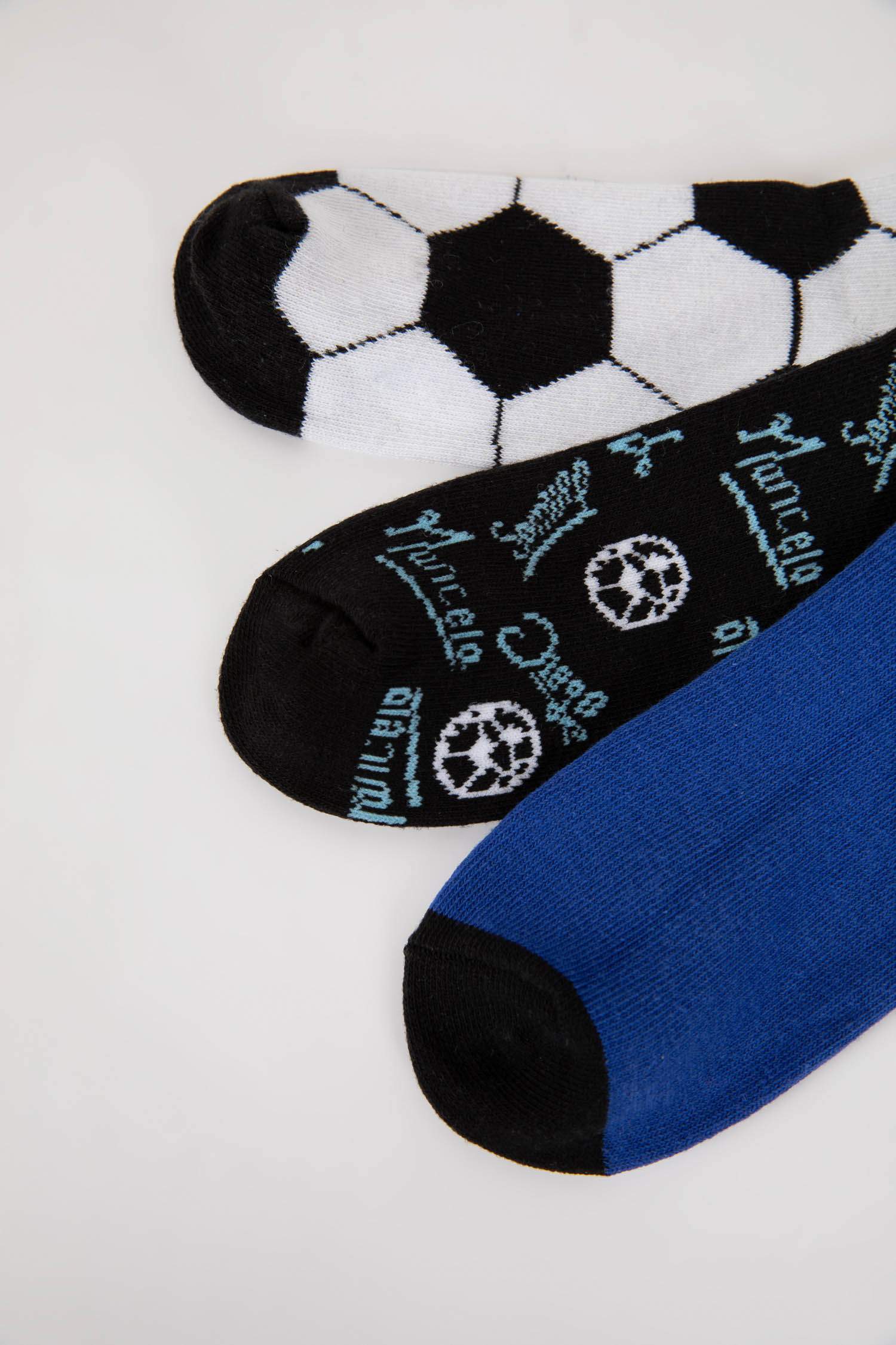 Erkek Çocuk 3'lü Pamuklu Futbol Çorabı