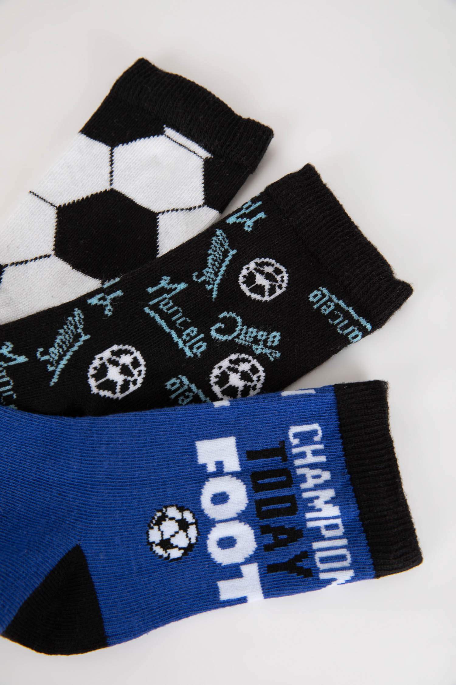 Erkek Çocuk 3'lü Pamuklu Futbol Çorabı