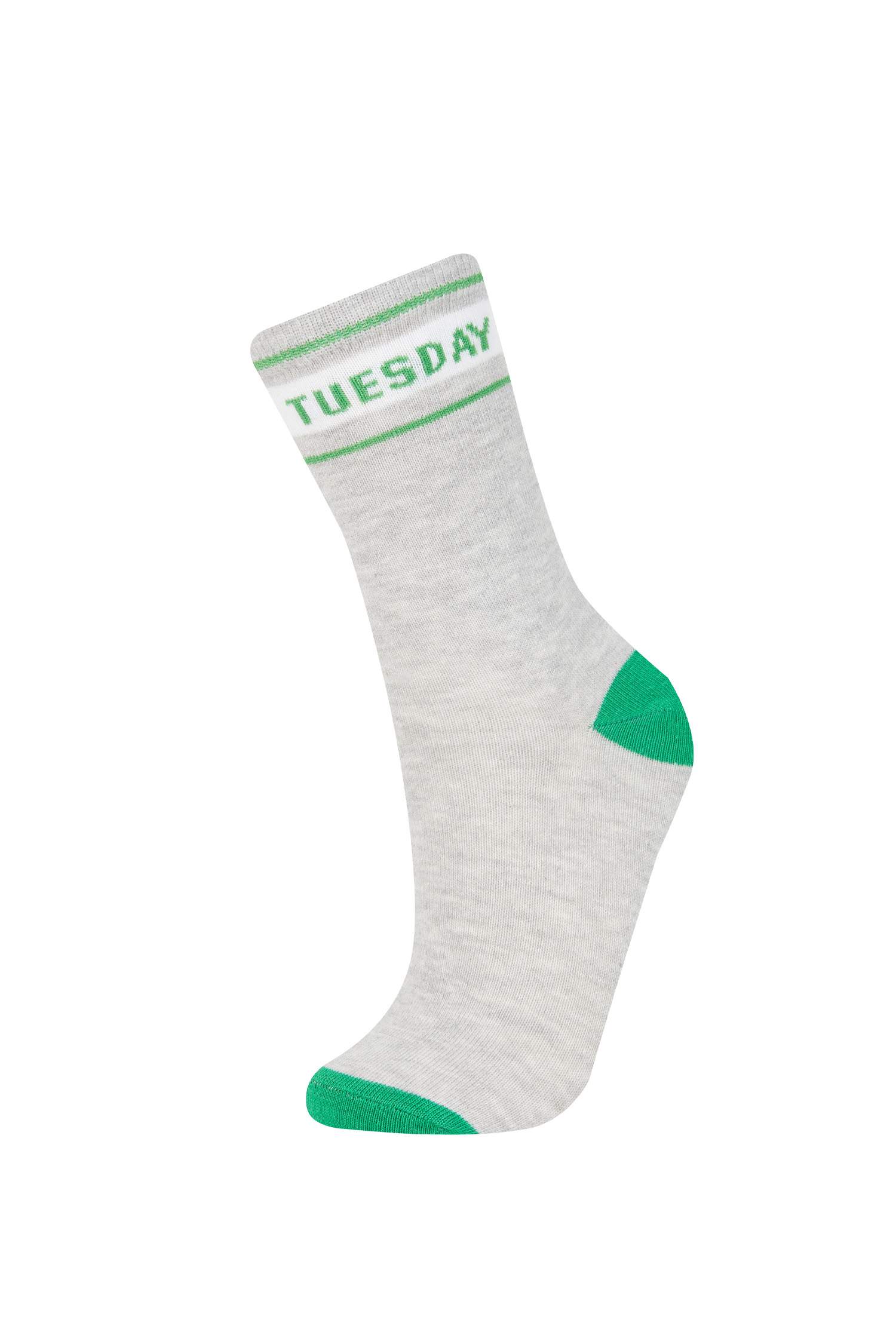 Erkek Çocuk Slogan Baskılı 7'li Pamuklu Uzun Çorap