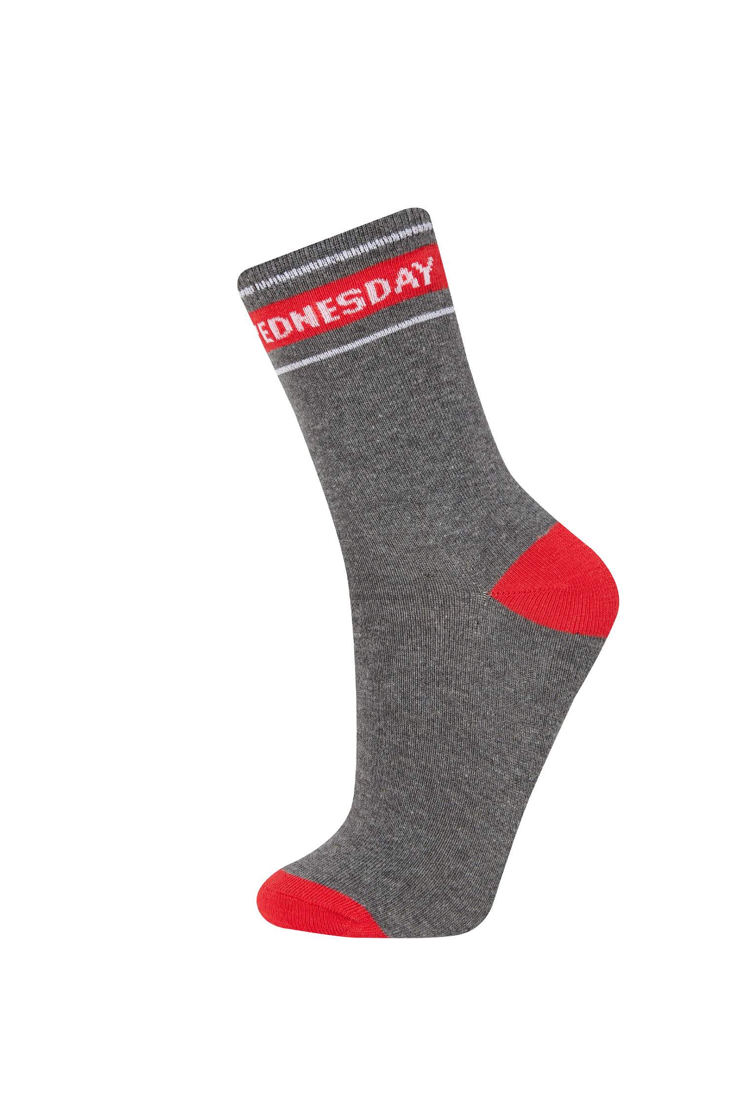 Erkek Çocuk Slogan Baskılı 7'li Pamuklu Uzun Çorap