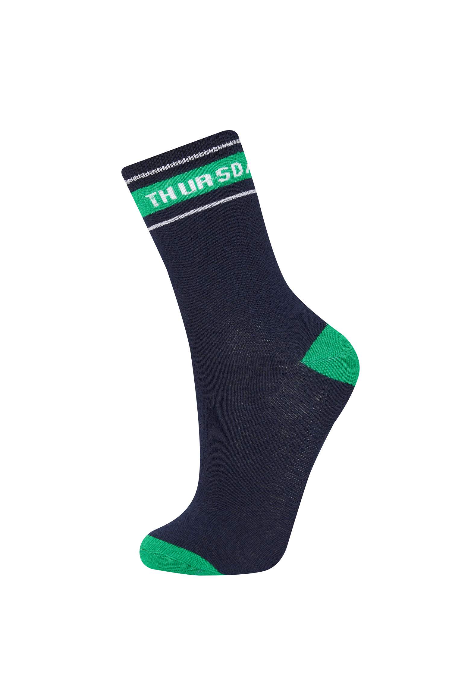 Erkek Çocuk Slogan Baskılı 7'li Pamuklu Uzun Çorap