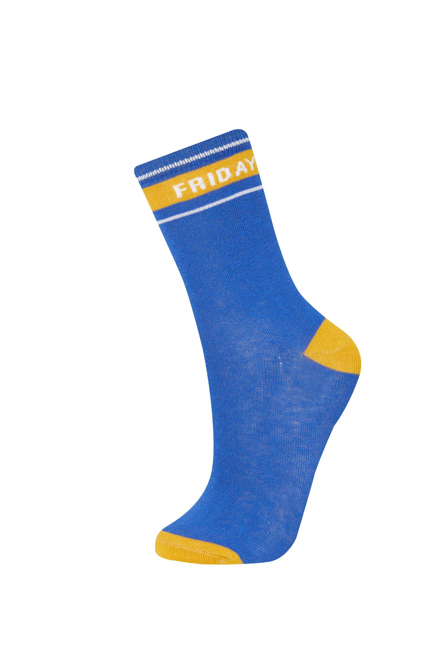 Erkek Çocuk Slogan Baskılı 7'li Pamuklu Uzun Çorap