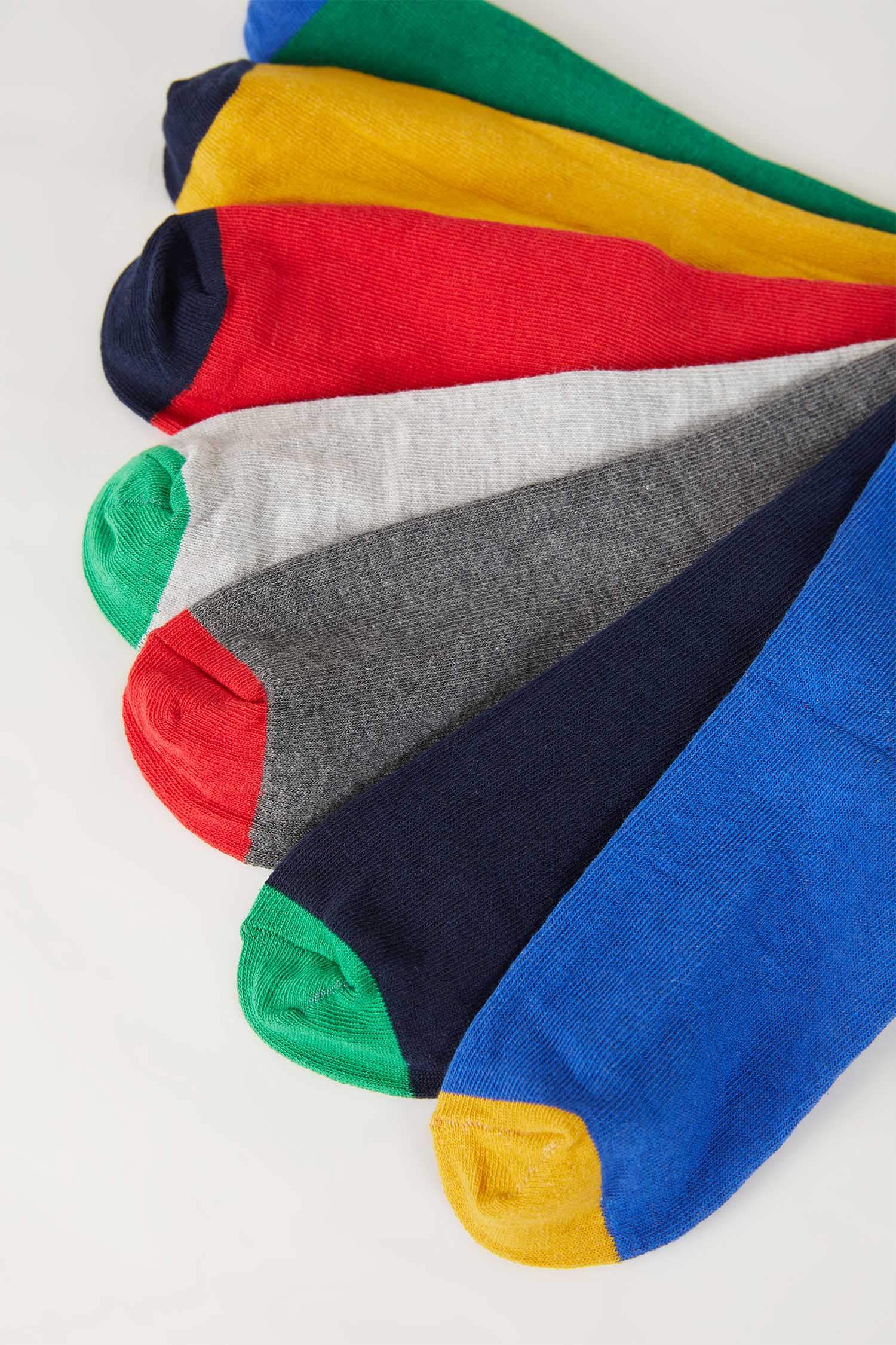 Erkek Çocuk Slogan Baskılı 7'li Pamuklu Uzun Çorap