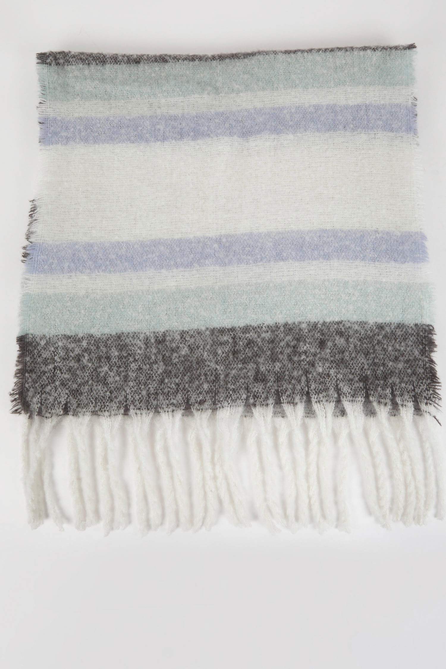 Kadın Yumuşak Dokulu Renk Bloklu Atkı