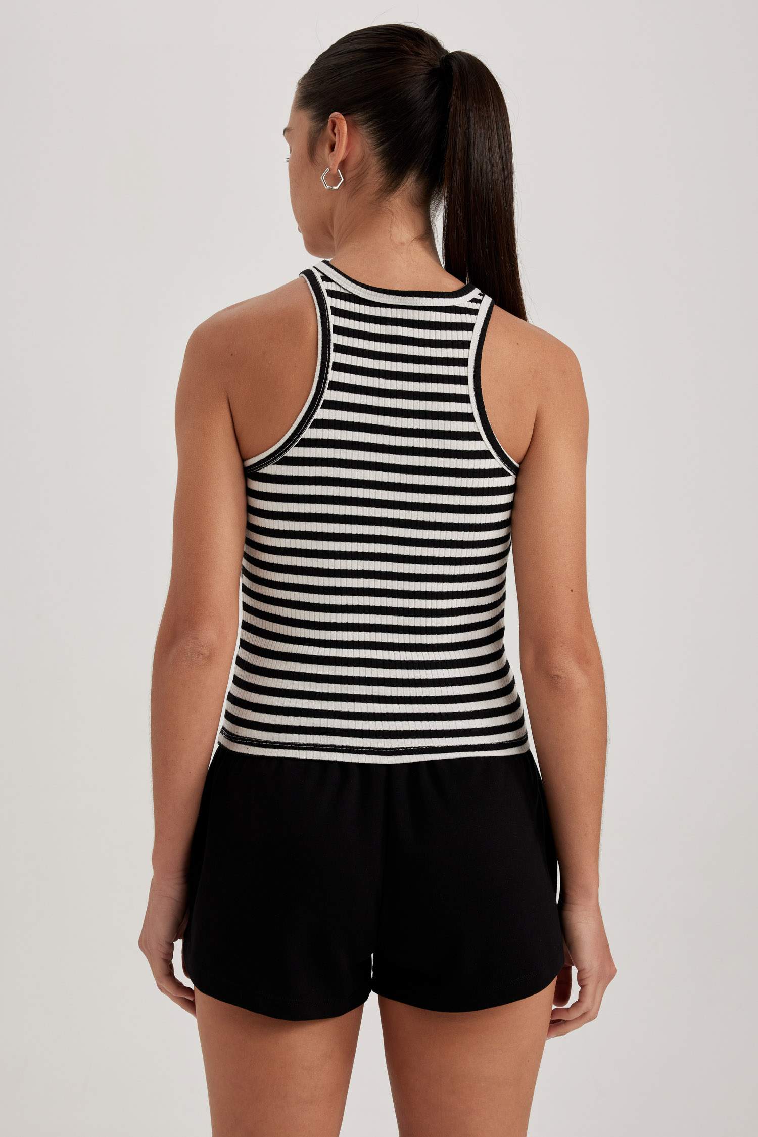 Әйелдерге слим пішімі қиылысқан жаға жолақ Ішкөйлек