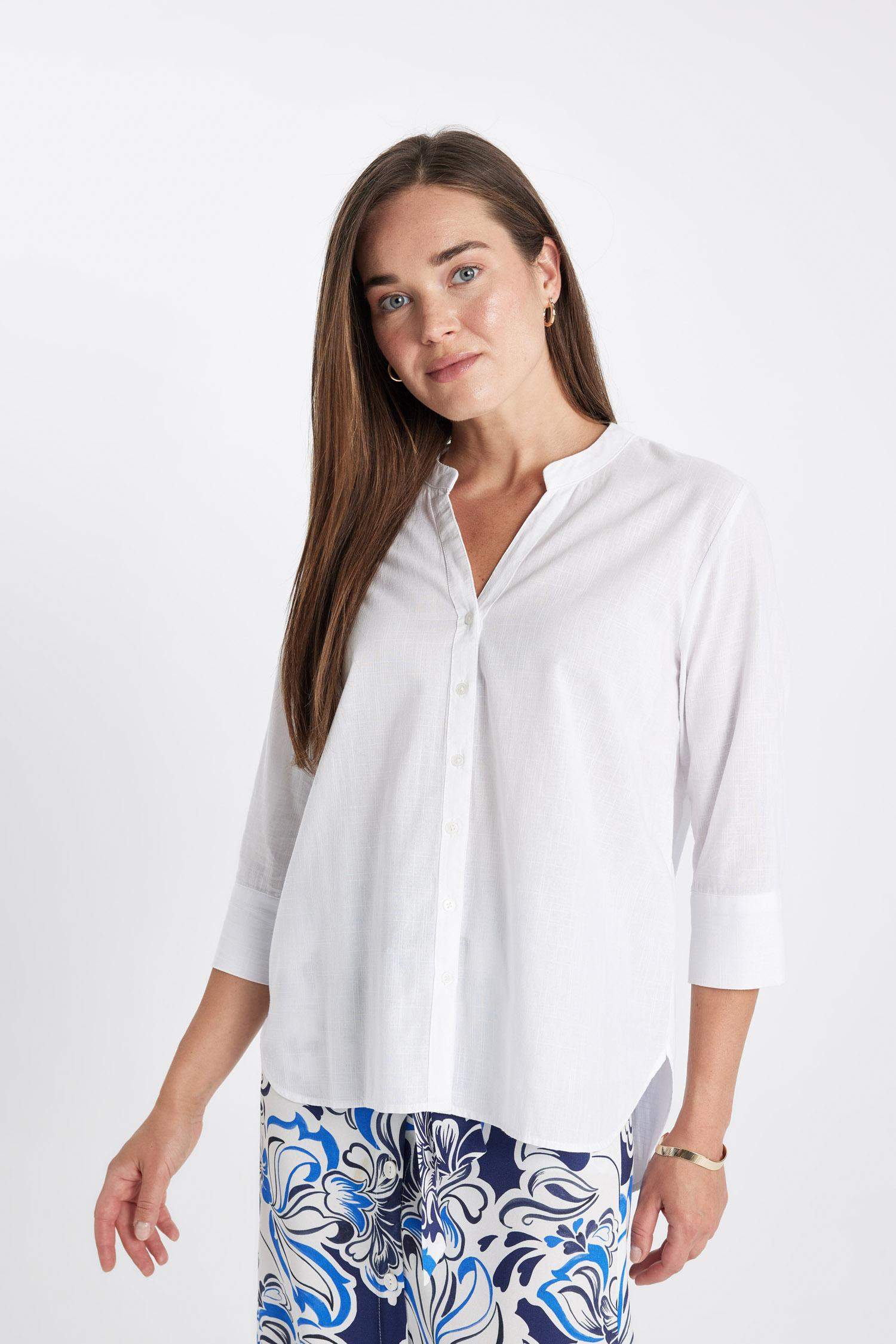 قميص ردن طويل قصة عادية بياخة مستديرة