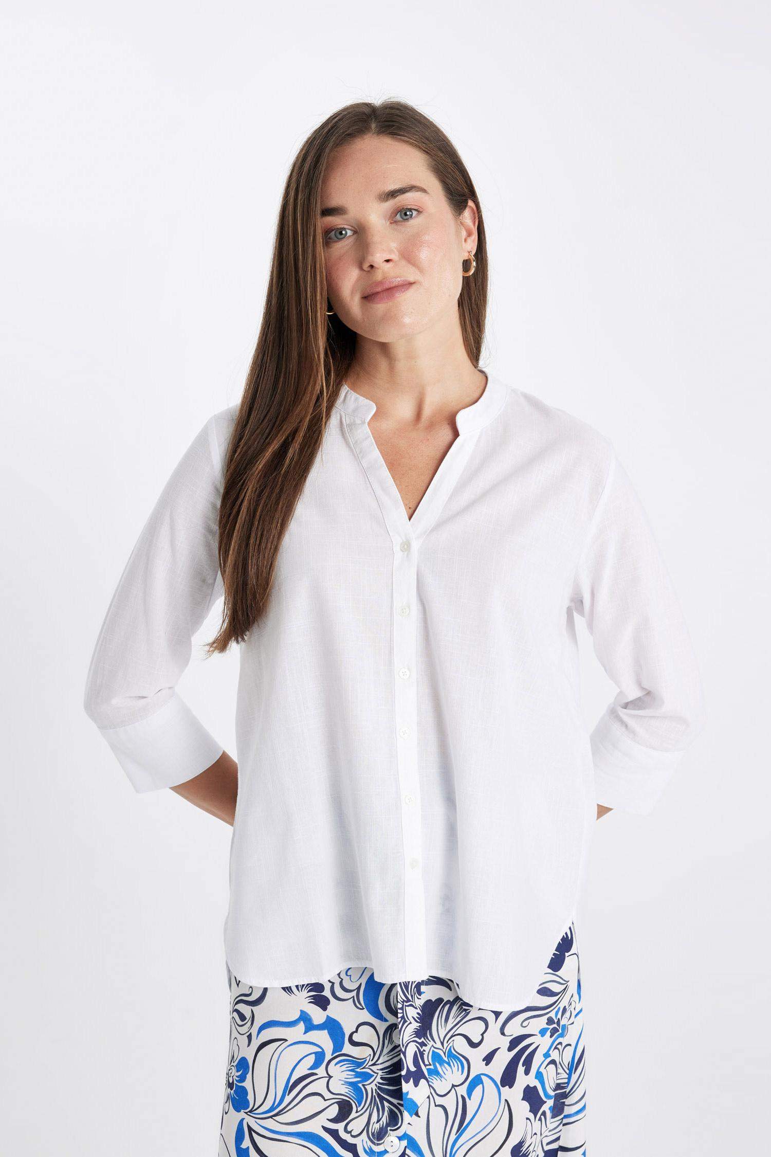 قميص ردن طويل قصة عادية بياخة مستديرة