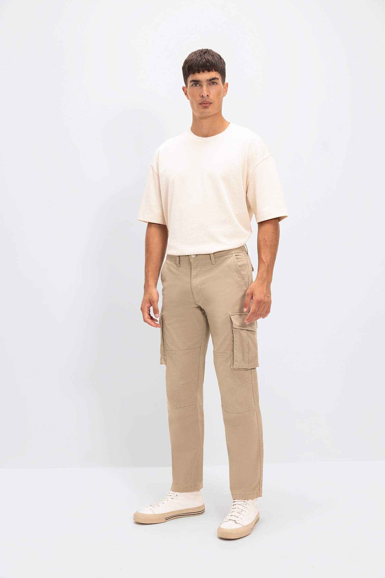 Pantalon Cargo à Jambe Large Coupe Large Taille Normale