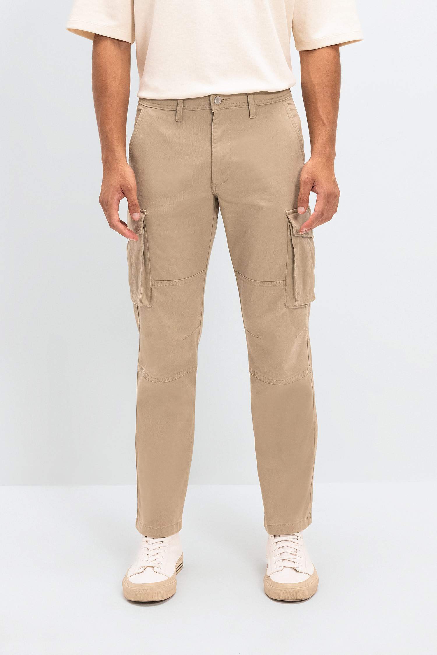 Pantalon Cargo à Jambe Large Coupe Large Taille Normale