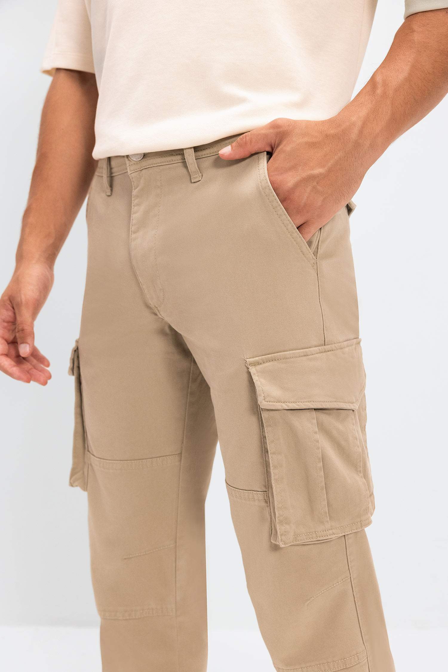 Pantalon Cargo à Jambe Large Coupe Large Taille Normale