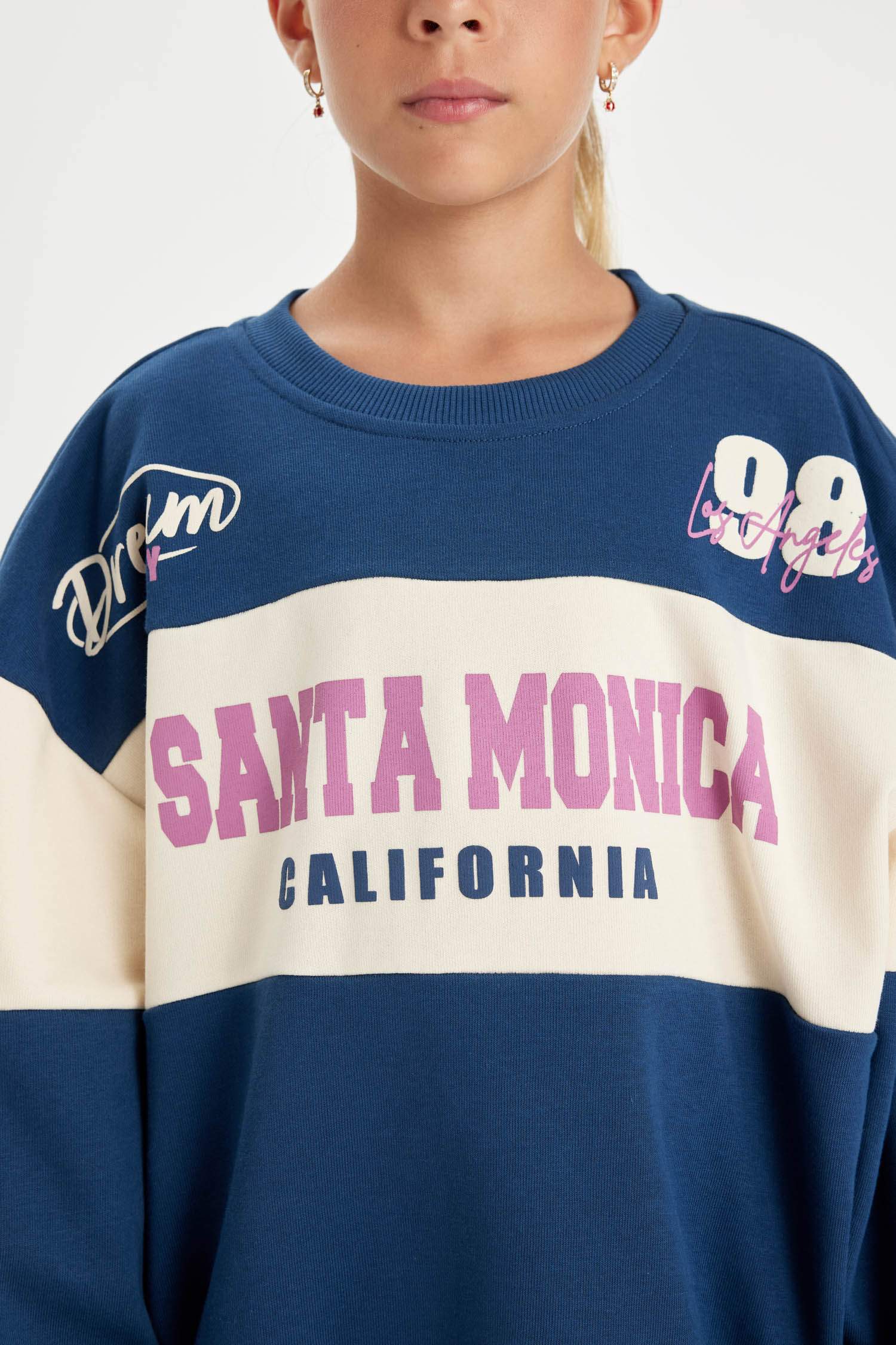 Kız Çocuk 2'li Takım Baskılı Sweatshirt Jogger Eşofman Altı