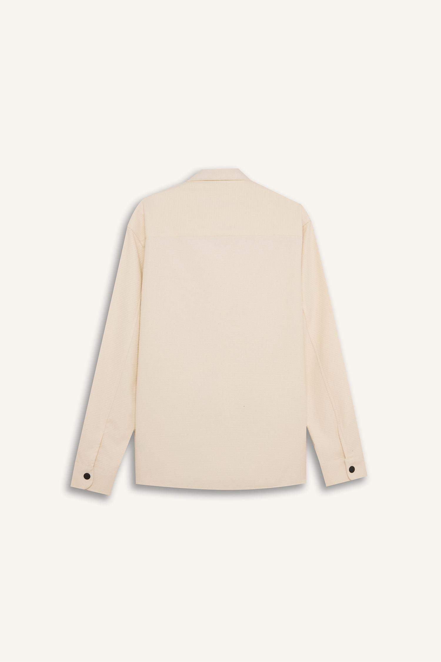 قميص كم طويل قصة مريحة بجيب