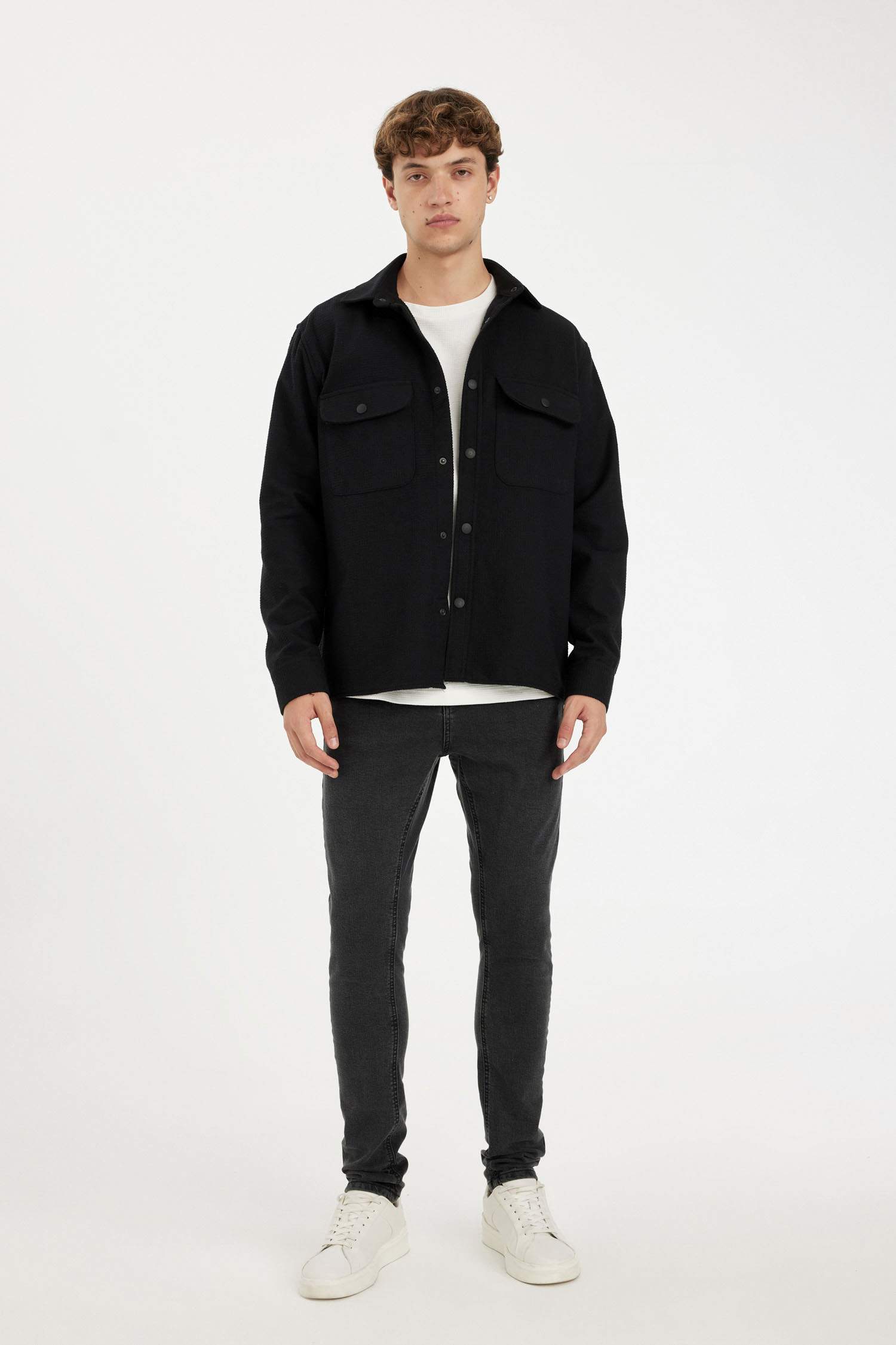 قميص قطن قصة مريحة كم طويل