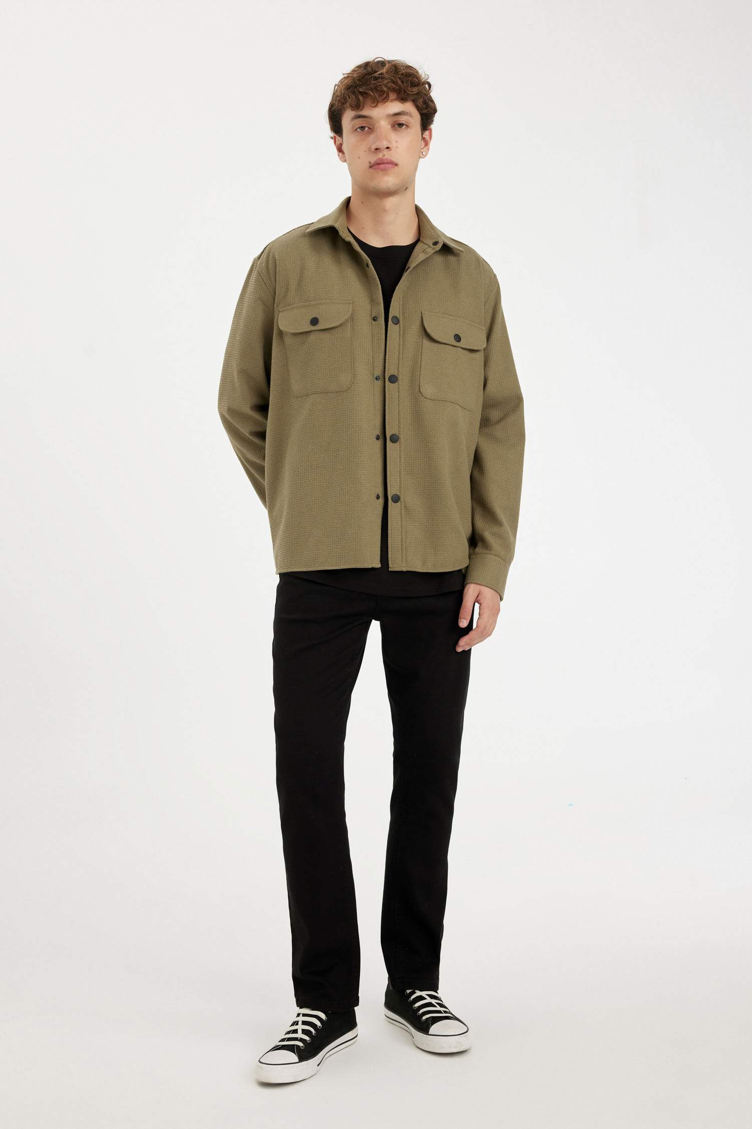 قميص قطن كم طويل قصة مريحة