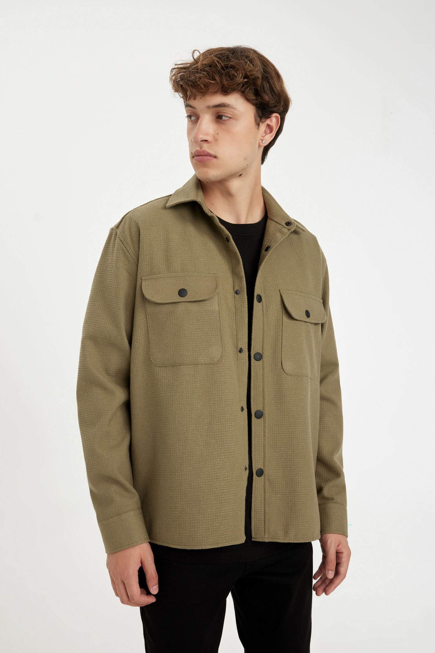 قميص قطن كم طويل قصة مريحة