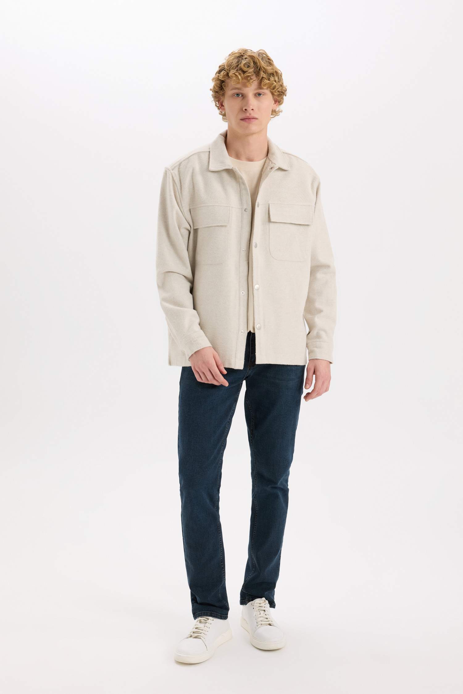 Relax Fit Oduncu Basic Düz Uzun Kollu Gömlek Ceket