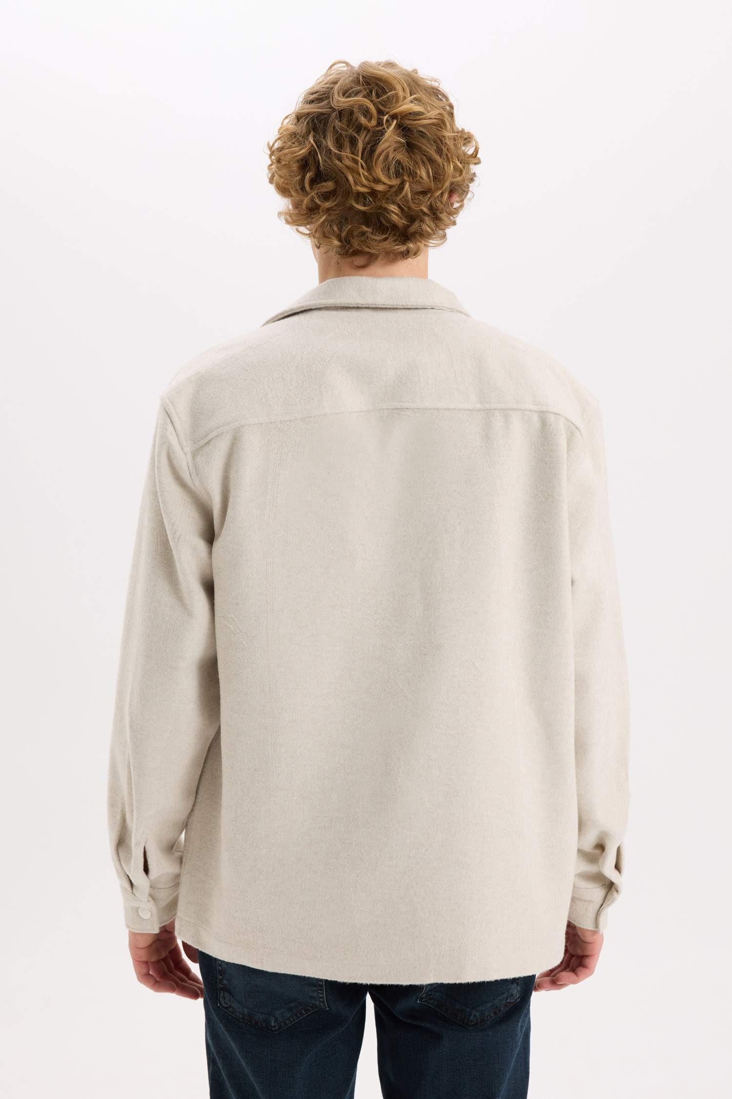 Relax Fit Oduncu Basic Düz Uzun Kollu Gömlek Ceket