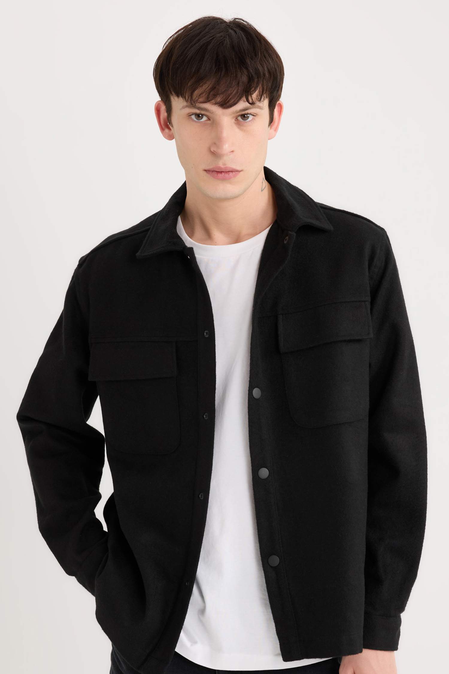 Relax Fit Oduncu Basic Düz Uzun Kollu Gömlek Ceket