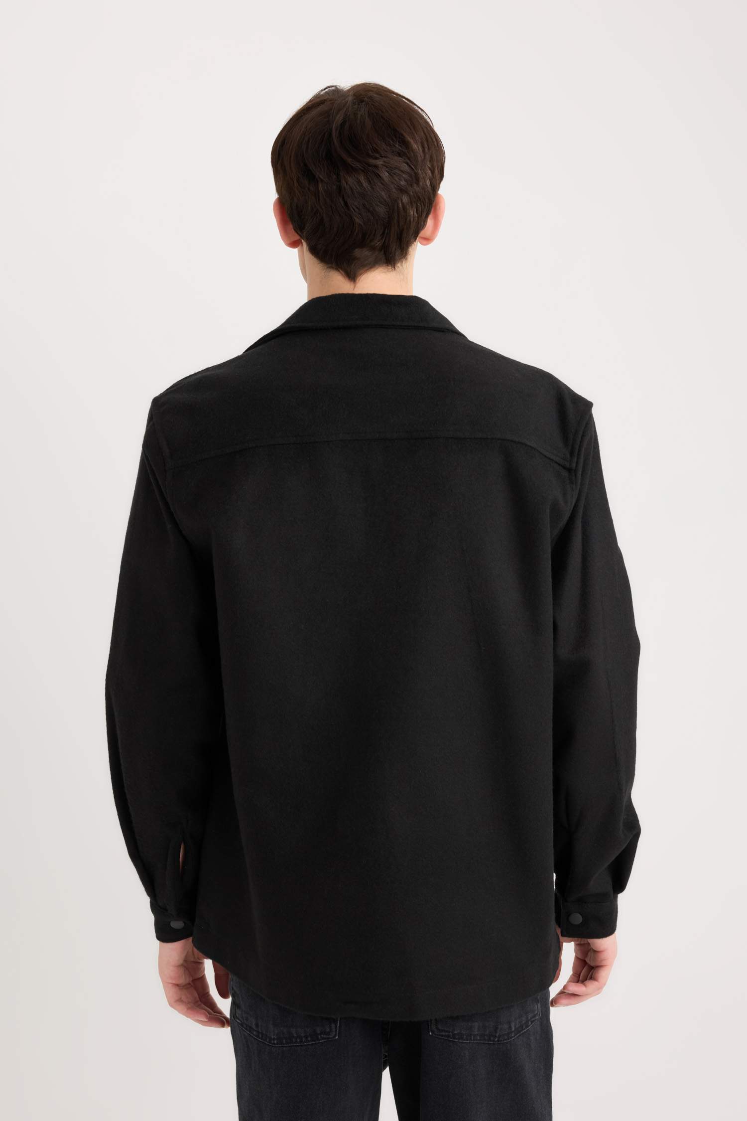 Relax Fit Oduncu Basic Düz Uzun Kollu Gömlek Ceket